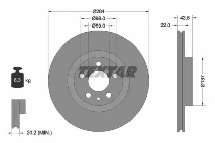 Тормозной диск TEXTAR для ALFA ROMEO 164 (164_) 3.0 24V (164.K1)