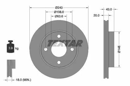 Тормозной диск TEXTAR для FORD FIESTA III (GFJ) 1.6
