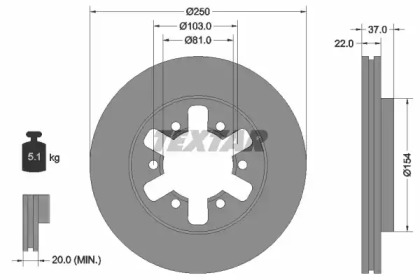 Тормозной диск TEXTAR для NISSAN PICK UP (D21) 2.5 D
