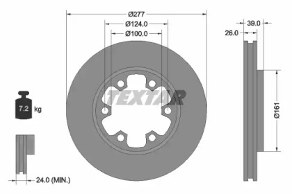 Тормозной диск TEXTAR для NISSAN TERRANO I (WD21) 2.4 i 4WD