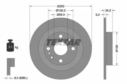 Дисковой тормозной механизм TEXTAR для MAZDA 323 S IV (BG) 1.8 16V Turbo 4WD