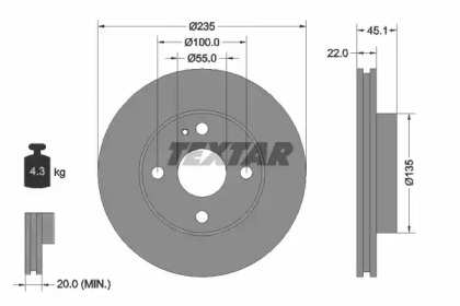 Тормозной диск TEXTAR для MAZDA 323 S IV (BG) 1.3 16V