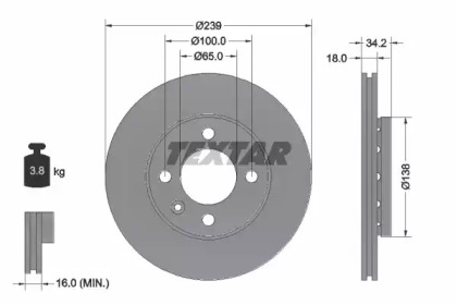 Тормозной диск TEXTAR для VW POLO (6N1) 64 1.9 D