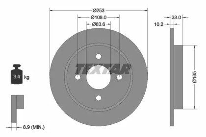 Тормозной диск TEXTAR для FORD FOCUS седан (DFW) 1.8 16V