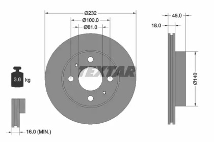 Дисковой тормозной механизм TEXTAR для NISSAN ALMERA I (N15) 2.0 D