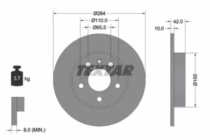 Тормозной диск TEXTAR для CHEVROLET ZAFIRA (F75) 2.0