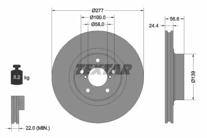 Тормозной диск TEXTAR для SUBARU IMPREZA седан (GD) 2.0 i AWD