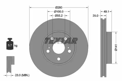 Тормозной диск TEXTAR для TOYOTA AVENSIS (_T22_) 1.6 (AT220_)