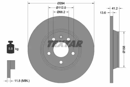 Дисковой тормозной механизм TEXTAR для VW TRANSPORTER IV c бортовой платформой/ходовая часть (70XD) 1.9 TD