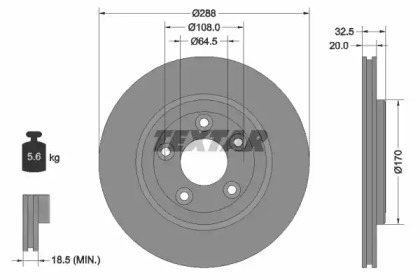 Тормозной диск TEXTAR для JAGUAR S-TYPE (X200) 2.7 D