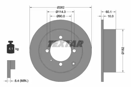 Тормозной диск TEXTAR для MITSUBISHI GALANT V седан (E5_A, E7_A, E8_A) 2.5 V6-24 4WD (E88A)