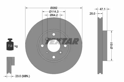 Тормозной диск TEXTAR для HONDA ACCORD VI Hatchback (CH, CL) 1.8 i (CH6)