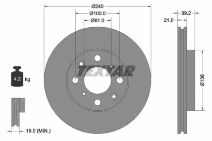 Дисковой тормозной механизм TEXTAR для HONDA JAZZ II (GD_, GE3, GE2) 1.2 i-DSI (GD5, GE2)