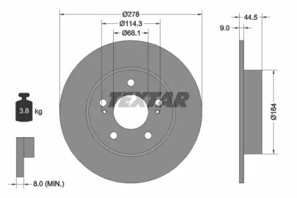 Тормозной диск TEXTAR для NISSAN MAXIMA / MAXIMA QX V (A33) 2.5 V6 24V