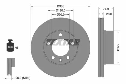 Тормозной диск TEXTAR для NISSAN INTERSTAR Фургон (X70) dCi 140