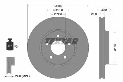 Тормозной диск TEXTAR для NISSAN PRIMASTAR Фургон (X83) 2.0