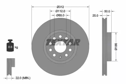 Тормозной диск TEXTAR для VW CADDY IV Variant (SAB, SAJ) 2.0 TDI 4motion