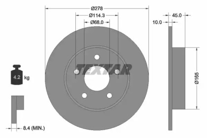 Тормозной диск TEXTAR для NISSAN PRIMERA Hatchback (P12) 1.6