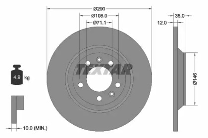 Тормозной диск TEXTAR для PEUGEOT 508 SW 1.6 HDi