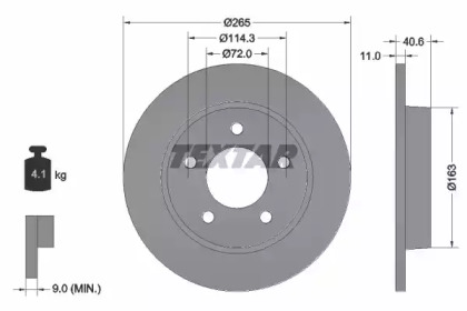 Тормозной диск TEXTAR для MAZDA 3 седан (BL) 2.0 MZR DISI
