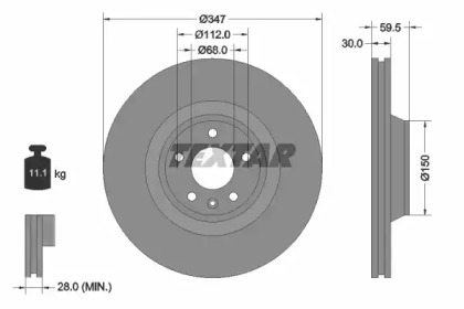 Тормозной диск TEXTAR для AUDI A6 (4F2, C6) 4.2 FSI quattro
