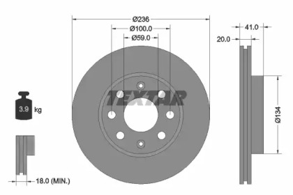 Тормозной диск TEXTAR для CHEVROLET KALOS 1.2