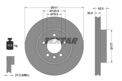 Тормозной диск TEXTAR для LAND ROVER DISCOVERY III (L319) 4.0 V6 4x4