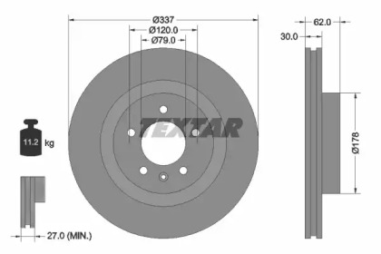 Тормозной диск TEXTAR для LAND ROVER DISCOVERY III (L319) 4.4 4x4
