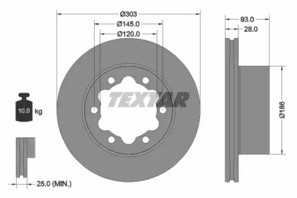 Тормозной диск TEXTAR для VW CRAFTER 30-50 c бортовой платформой/ходовая часть (2F_) 2.0 TDI