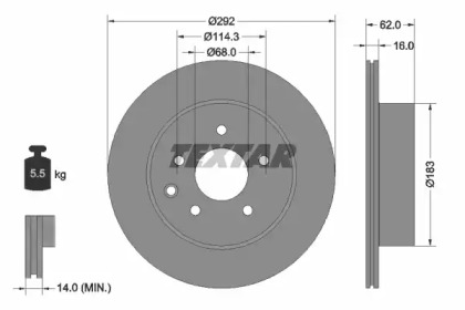 Дисковой тормозной механизм TEXTAR для NISSAN LEAF (ZE0) Electric