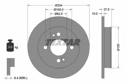 Тормозной диск TEXTAR для KIA PICANTO (BA) 1.0