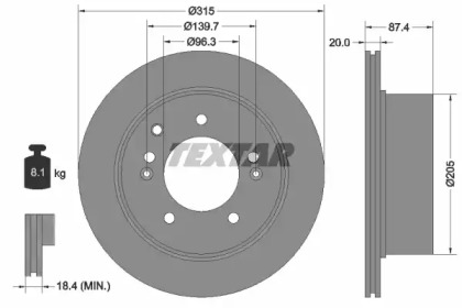 Дисковой тормозной механизм TEXTAR для KIA SORENTO I (JC) 2.4
