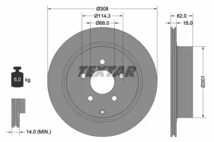 Тормозной диск TEXTAR для NISSAN MURANO II (Z51) 3.5 4x4