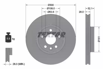 Дисковой тормозной механизм TEXTAR для LAND ROVER RANGE ROVER EVOQUE Кабриолет (L538) 2.0 4x4