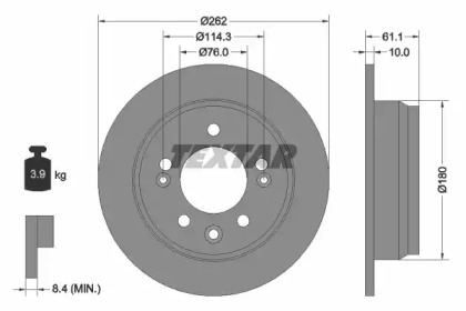 Тормозной диск TEXTAR для KIA CEE'D Хэтчбек (ED) 1.6
