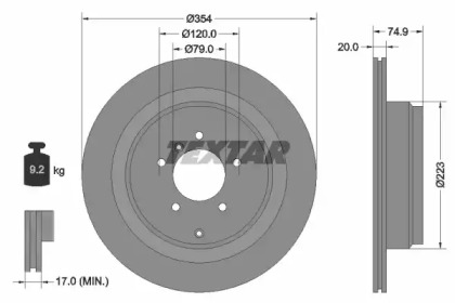 Тормозной диск TEXTAR для LAND ROVER DISCOVERY III (L319) 4.4 4x4
