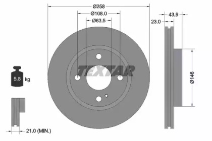 Тормозной диск TEXTAR для FORD FIESTA VI 1.5 TDCi