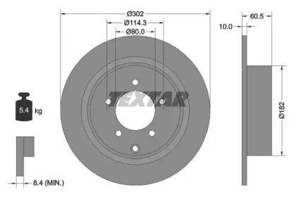 Тормозной диск TEXTAR для JEEP COMPASS (MK49) 2.0