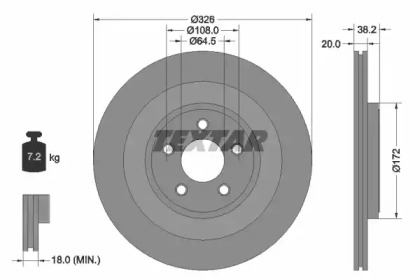 Тормозной диск TEXTAR для JAGUAR S-TYPE (X200) 2.7 D