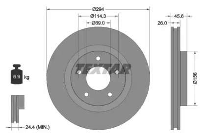 Тормозной диск TEXTAR для JEEP COMPASS (MK49) 2.0