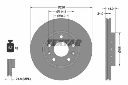 Тормозной диск TEXTAR для NISSAN TERRANO (D10) 1.6