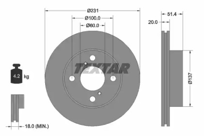 Тормозной диск TEXTAR для NISSAN PIXO (UA0) 1.0