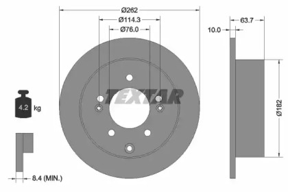 Тормозной диск TEXTAR для KIA SOUL (AM) 1.6 CVVT
