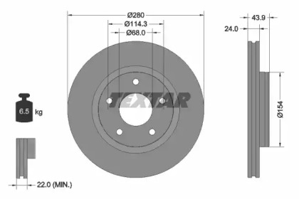 Тормозной диск TEXTAR для NISSAN SENTRA VII (B17) 1.6