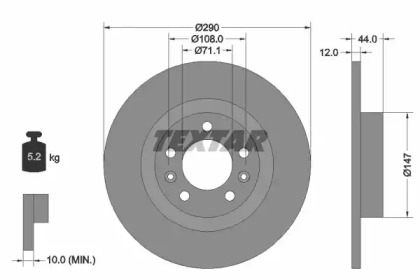 Тормозной диск TEXTAR для PEUGEOT 508 SW 2.0 BlueHDi 150