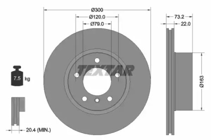 Тормозной диск TEXTAR для BMW 3 (F30, F80) 320 i xDrive