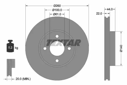Тормозной диск TEXTAR для NISSAN MICRA IV (K13) 1.2 DIG-S