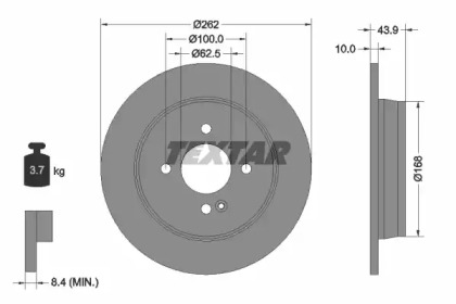 Тормозной диск TEXTAR для KIA RIO III седан (UB) 1.2 CVVT