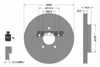 Дисковой тормозной механизм TEXTAR для KIA CEE'D (JD) 1.4 MPI