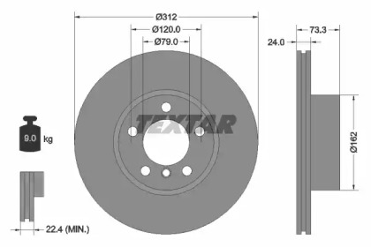 Тормозной диск TEXTAR для BMW 3 (F30, F80) 320 i xDrive